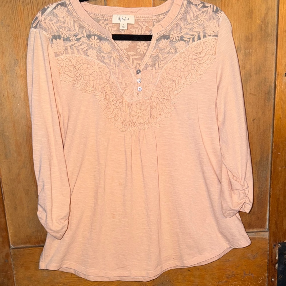 Style & Co. Women's Light Peach Lace Top